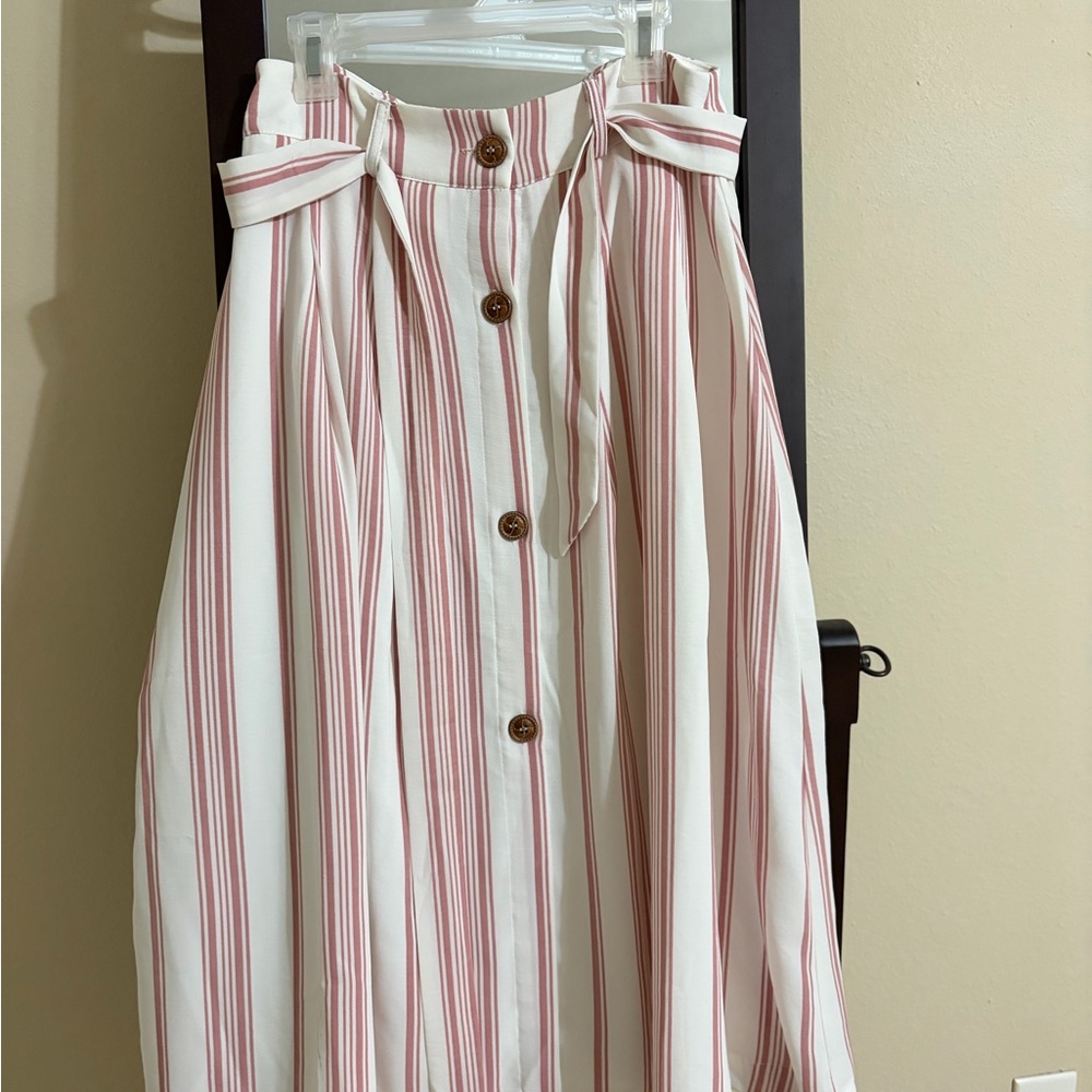 Pink and White Striped Skirt